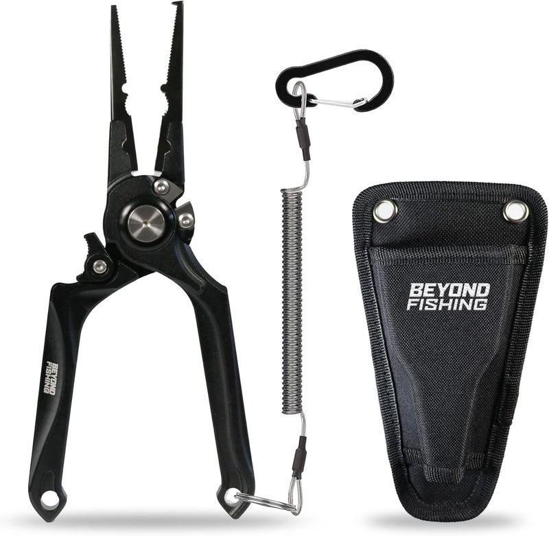 Beyond Braid Beyond Fishing Pro Aluminum Series 8 Inch Multifunction Fishing Pliers, Saltwater Resistant Fishing Gear, Tungsten Carbide Cutters, Corrosion Resistant Teflon Coating with Sheath - Image 1